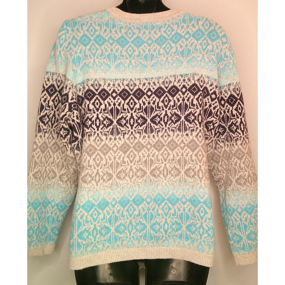 Talbot's Crew Neck Fair Isle Sweater Women's 2X Petite Icelandic, Nordic - Picture 5 of 9